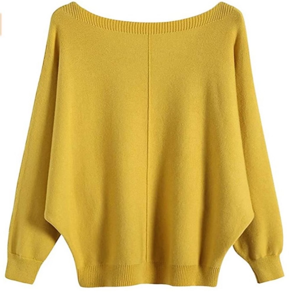 Boutique Yellow Batwing Sleeve Knitted Dolman Sweater